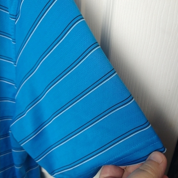 Pga tour airflux men's blue black white striped polo shirt. Size 2X - Picture 3 of 10
